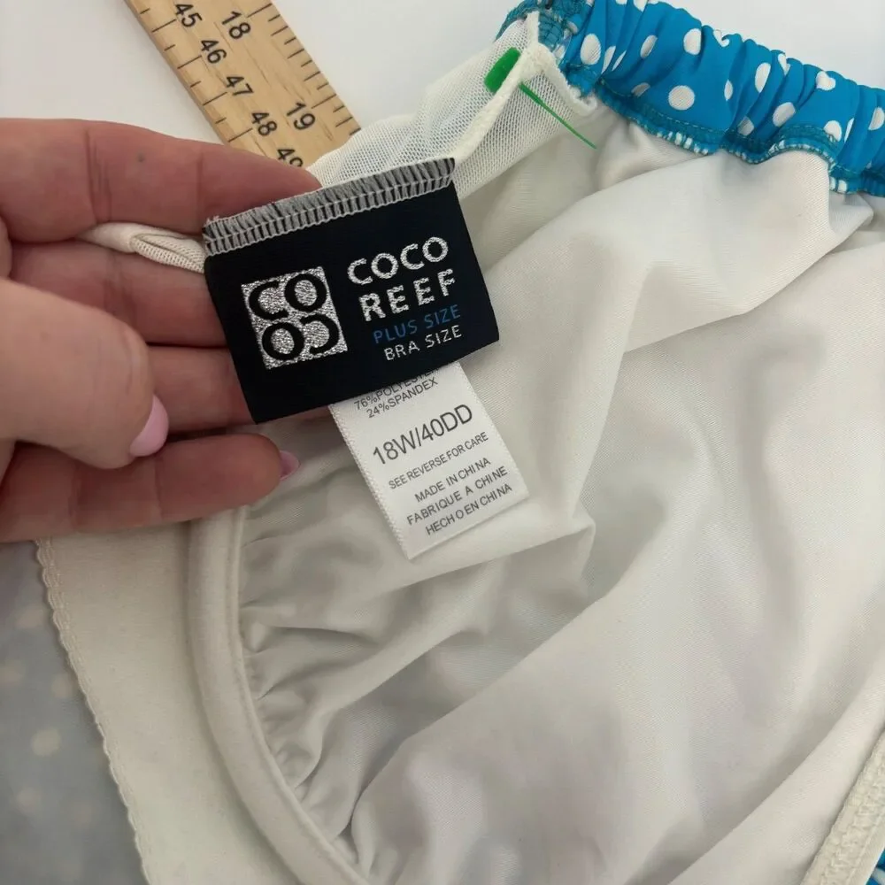 Coco Reef Tankini Top Blue Women 18W 40DD Polka Dot Underwire Marina NEW - Picture 8 of 10